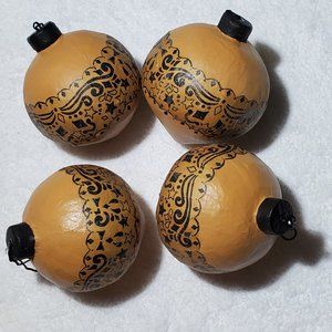 Set of 4 Paper Mache' Christmas Ornaments